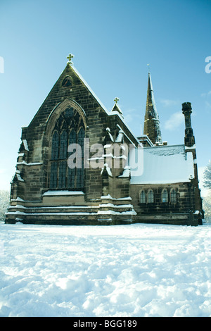 Winwick Church in the Snow Stock Photo