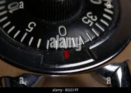 dusty combination padlock showing the 0 dial number Stock Photo