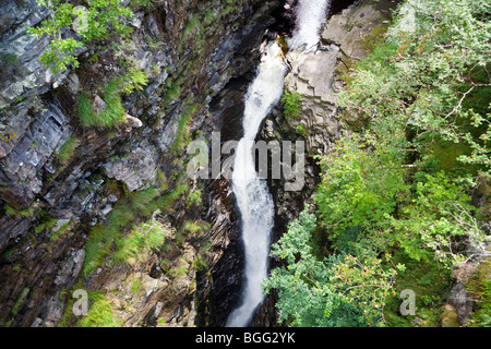 The 150 ft (46m) Falls of Measach waterfall in the Corrieshalloch Gorge National Nature Reserve, Braemore, Highland, Scotland UK Stock Photo