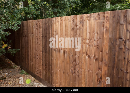 Clean modern wooden brown fencing Stock Photo