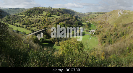 Panorama of Monsal Dale from Monsal Head Stock Photo