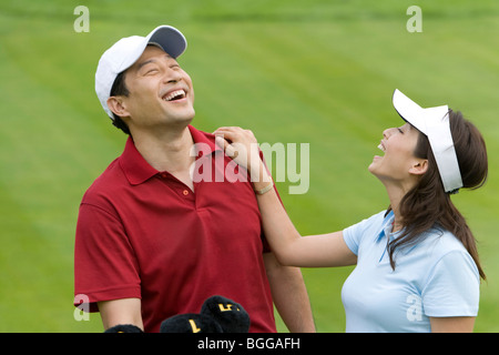 Portrait of Two Golfers, laughing Stock Photo