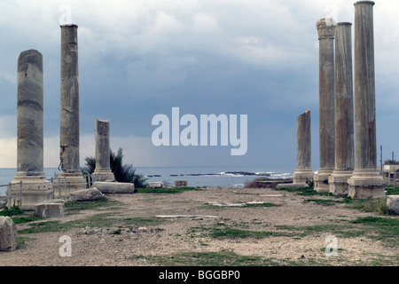 Roman and Byzantine ruins, Al-Mina Archaeological Site, Tyre, Lebanon Stock Photo