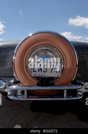 55 Chevy Bel Air Convertible, 50s American icon, continental kit spare wheel Stock Photo