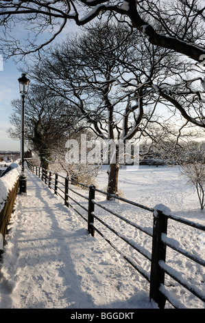 Chester walls in snow January 2010 Stock Photo