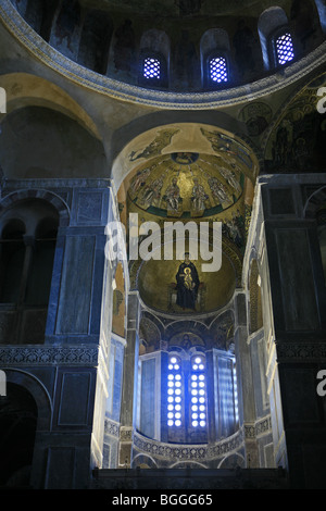 The Apse of the monastery of Osios Loukas showing mosaic of Virgin and child Stock Photo