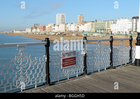 Warning sign on Brighton Pier Stock Photo