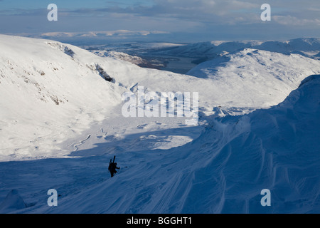 View from the walk up the the Raise ski area. Looking down Ullswater and out to the North Pennines. Lake District Ski Club, UK. Stock Photo