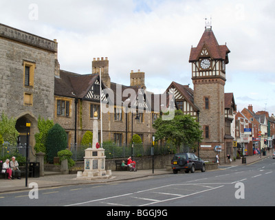 Ledbury Herefordshire UK High street and clock tower Stock Photo