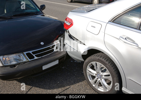Results of a rear-end collision, horizontal format Stock Photo