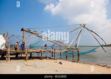 chinese fishing net of cochin in Kerala state india Stock Photo