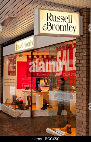 Russell and Bromley Shoe Shop - in the January sales around Norwich in the record snowfall of January 2010 Stock Photo