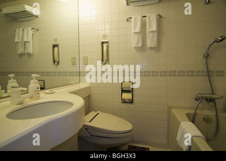 Bathroom of a room in the main tower of the Prince Shinagawa hotel, Shinagawa, Tokyo Stock Photo