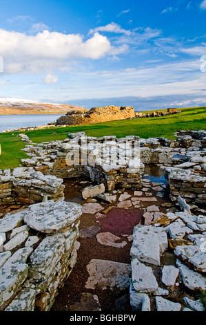 The Pictish / Norse site of the Broch o' Gurness on the Knowe o' Aikerness Mainland Orkney Isles Scotland.  SCO 5805 Stock Photo