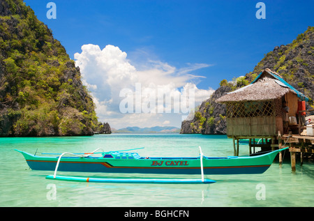 Banca in lagoon; Coron Island; Philippines Stock Photo