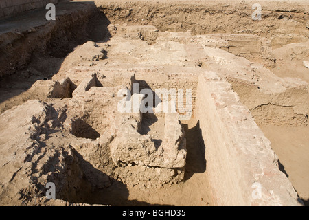 Dig site showing Roman and Coptic remains in the open air Museum at Akhmim near Sohag, Middle Egypt. Stock Photo