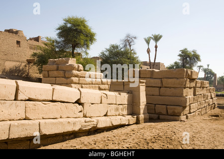 The small pylon and causeway at the Temple of Montu at Tod, Nile Valley, south of Luxor, Egypt Stock Photo