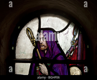 St Columba Stained Glass Window Inside Iona Abbey Scotland Stock Photo ...