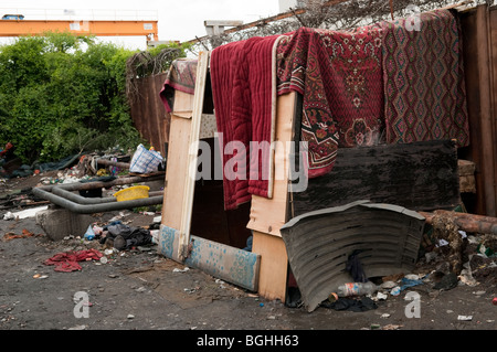 homeless gypsy shelter in Ploiesti Romania Eastern Europe Stock Photo