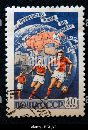 World fooball championship, Stocholm, 1958, postage stamp, USSR, 1958