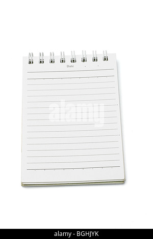 Open blank mini note book on white background Stock Photo