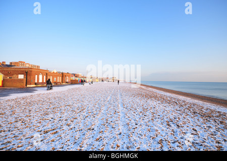 Snow on seafront - Brighton and Hove, East Sussex Stock Photo