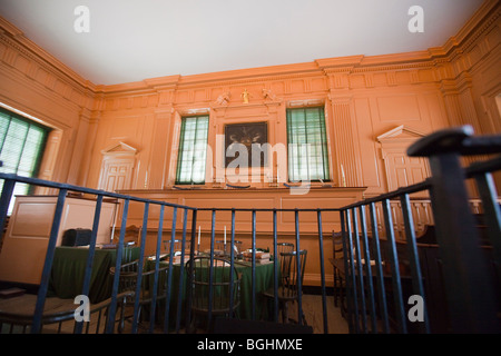 From the Defendant box in the Courtroom in Independence Hall in Philadelphia, Pennsylvania Stock Photo