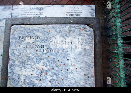 Benajamin Franklin Tomb in Christ Church Burial Ground, Philadelphia Pennsylvania Stock Photo