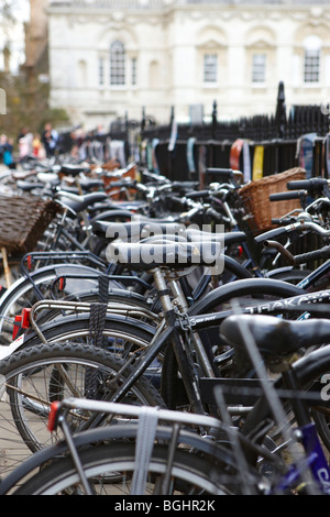 Bicycles Parked up at Cambridge University Stock Photo