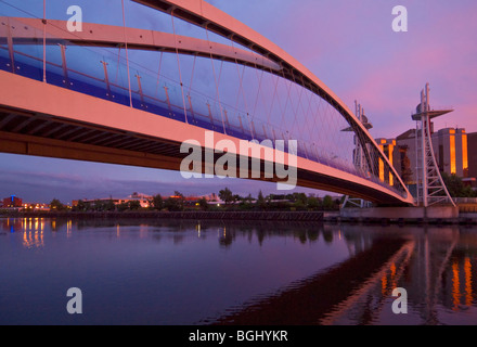 Millennium bridge at Salford Quays Greater Manchester Lancashire England GB UK EU Europe Stock Photo