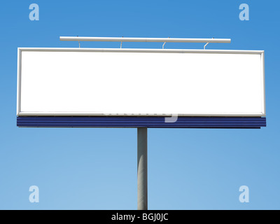 Large blank panoramic billboard shot over blue sky Stock Photo