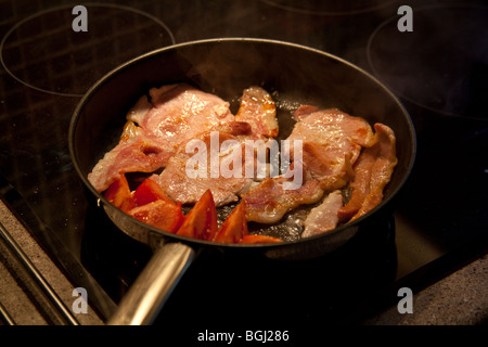 food, aliment, closeup, ham, slices, fried, cooked, pork, pan, frying-pan  Stock Photo - Alamy