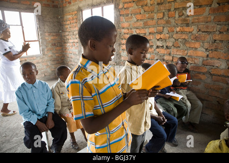 Children at a church service, Kilimanjaro Region, Tanzania, East Africa. Stock Photo