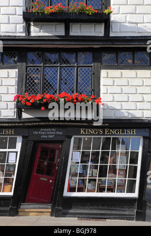 Old King's school shop crooked house in Canterbury Kent England Stock Photo