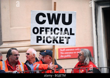 Workers from Royal Mail on their picket line outside the sorting office in North road Brighton Stock Photo