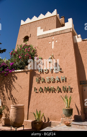 The outside of the front of hotel Kasbah Lamrani, Tinerhir, Morocco. Stock Photo