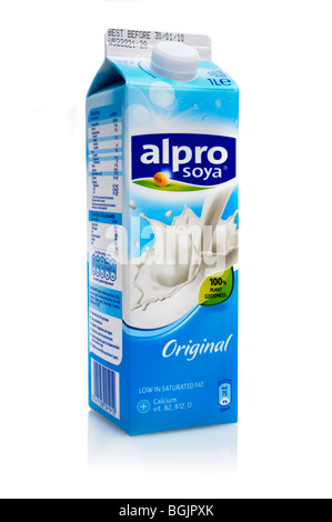 1 litre carton of Alpro Soya milk Stock Photo