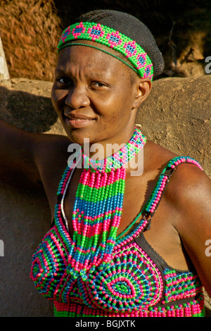 Zulu woman in beaded dress, Shakaland, South Africa Stock Photo - Alamy