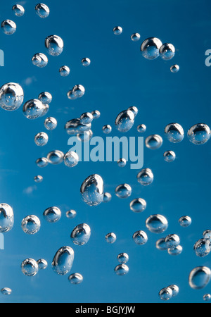 Bubbles with a blue background Stock Photo
