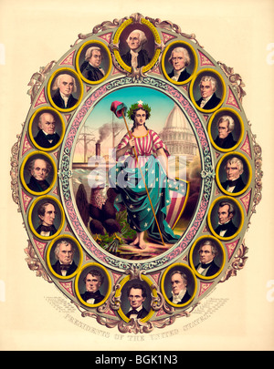 Presidents of the United States from Washington to Lincoln Stock Photo