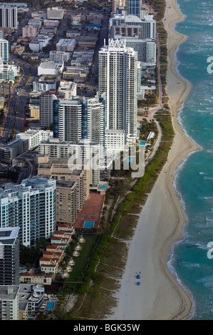 aerial view above south beach Miami Florida Stock Photo