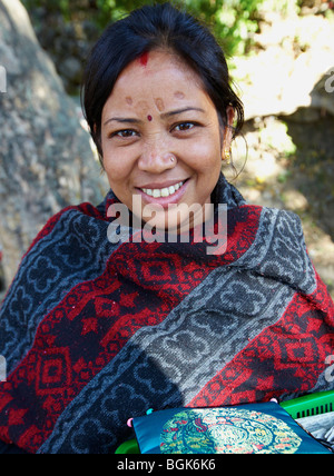 Tibetan  Woman Selling Goods At Swayambhunath Temple Kathmandu Nepal Asia Stock Photo