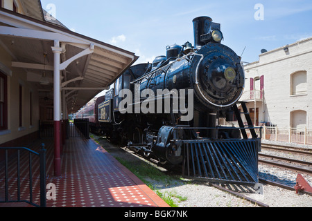 Steam engine sits at the Church Street Station entertainment complex in downtown Orlando, Florida Stock Photo