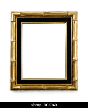 Gilded bamboo decorative picture frame isolated on white background Stock Photo