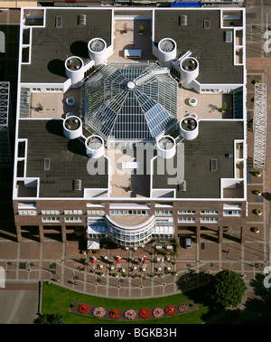 Aerial view, so-called beer crate, city council, municipality, city hall, Dortmund, Ruhrgebiet region, North Rhine-Westphalia,  Stock Photo