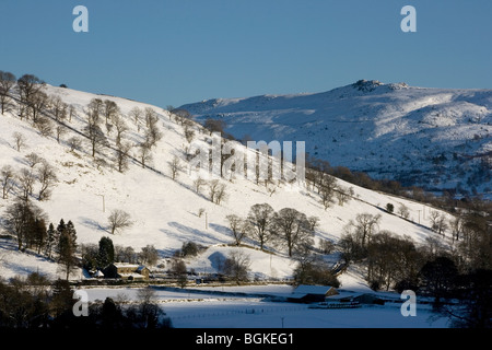 A winter view of Simon's Seat in Upper Wharfedale, Yorkshire Dales, from close to Burnsall