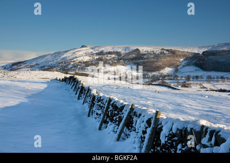 A wintry view of Simon's Seat, from near the hamlet of Drebley, close to Bolton Abbey in Upper Wharfedale, North Yorkshire