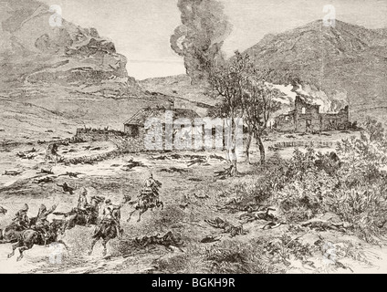 The British relief column arrives at Rorke's Drift, Kwa-Zulu-Natal province, South Africa, after the battle. Stock Photo