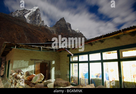 Mountain Lodge Nightime Pheriche Himalayas Nepal Asia Stock Photo