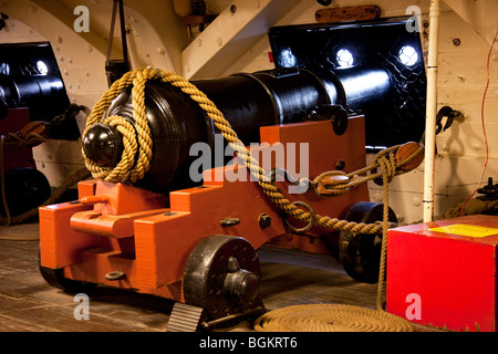 Cannon on the historic USS Constitution 'Old Ironsides' in Boston harbor, Massachusetts USA Stock Photo